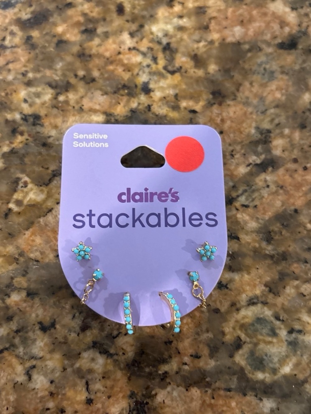 Claire's Turquoise and Gold Stackable Earring Set